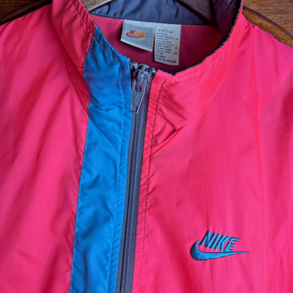 Vintage Nike Windbreaker Jacket 90s Pockets Jogging Pink 1/2 Zip Mens Medium - Picture 7 of 16